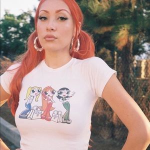 NWT Omighty Powerpuff Girls Cropped Tee Shirt